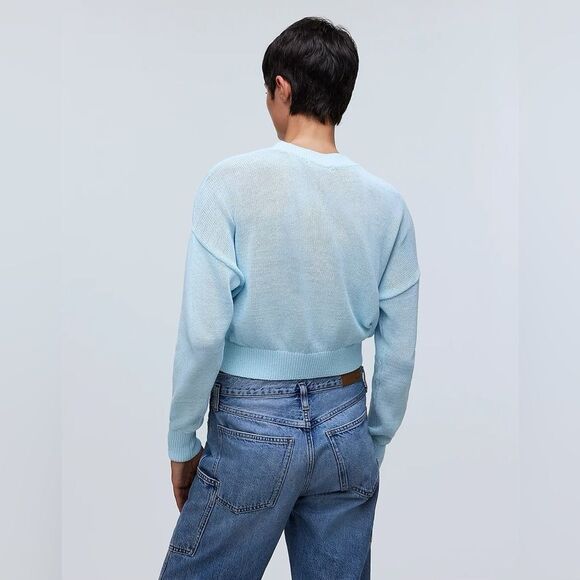 NWT Madewell Loose Knit Crewneck Sweater in Clarity Blue - Picture 4 of 9